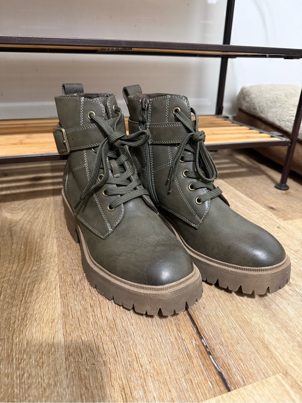 Blowfish Olive Lace-Up Lug Ankle Boots